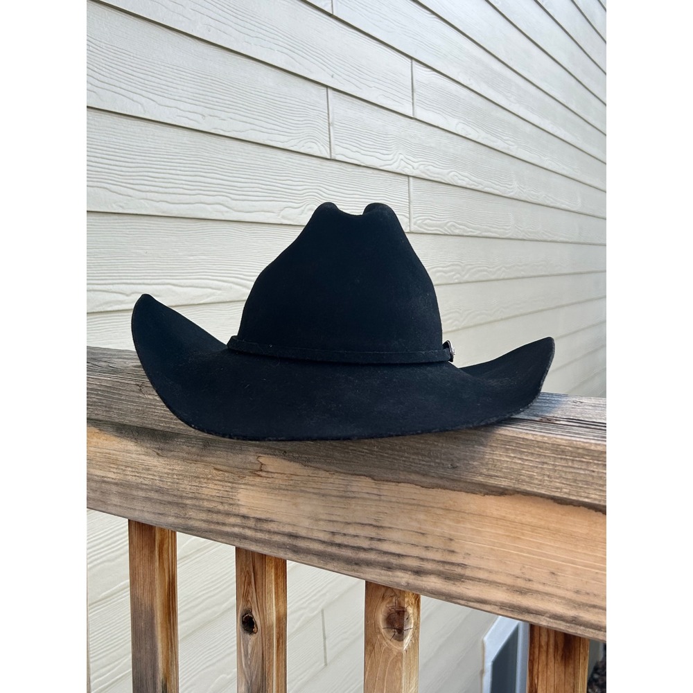 Stetson XXXX Buffalo Collection Black Felt Western Cowboy Hat Size 7 3/8 USA